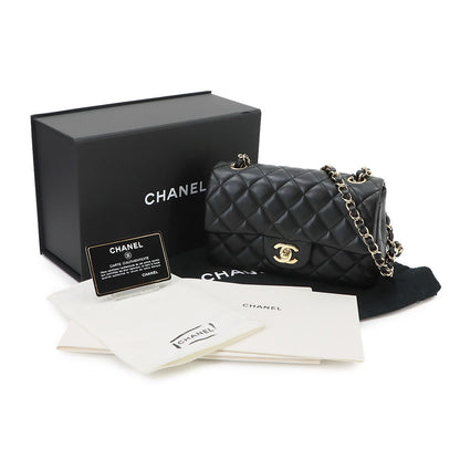 Chanel Mini Quilted 20 Chain Shoulder Bag Lambskin Black — view 2