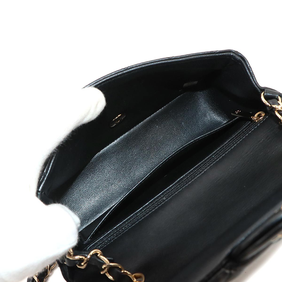 Chanel Mini Quilted 20 Chain Shoulder Bag Lambskin Black — view 8