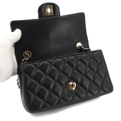 Chanel Mini Quilted 20 Chain Shoulder Bag Lambskin Black — view 7