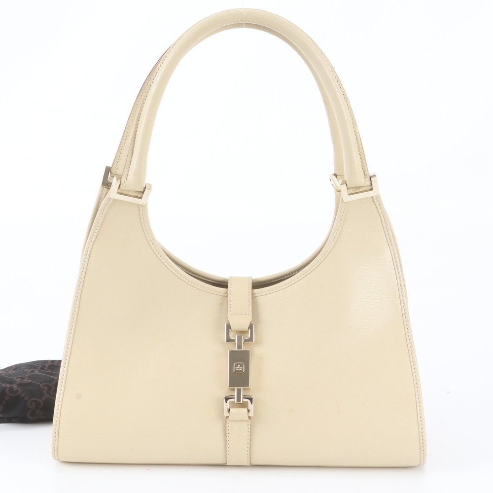 Gucci Jackie Leather Tote Shoulder Hand Beige