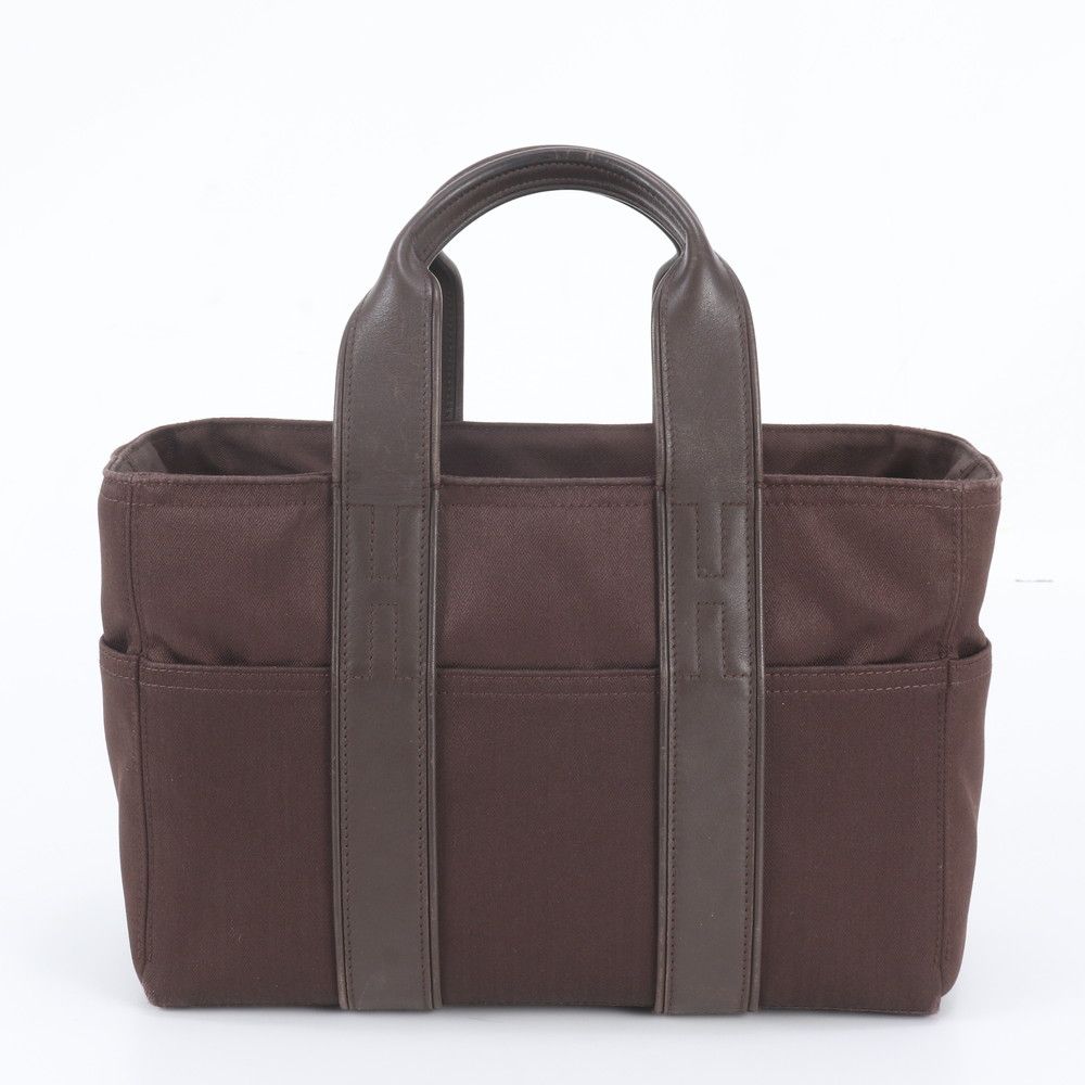 Hermes Acapulco PM Toile Chevron Leather Tote — view 3