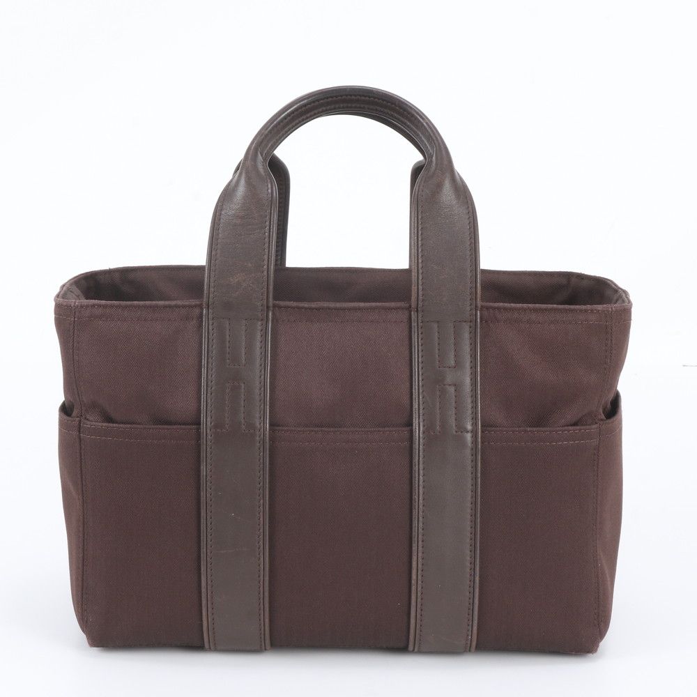 Hermes Acapulco PM Toile Chevron Leather Tote