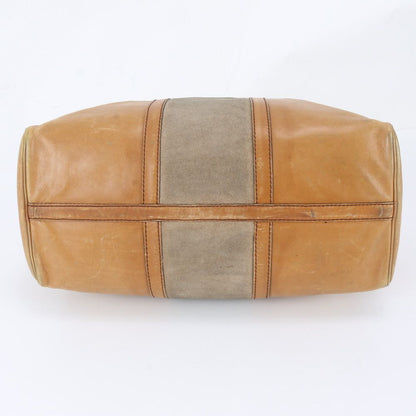 Dior Leather Boston Bag Tote Travel Business Brown — view 6