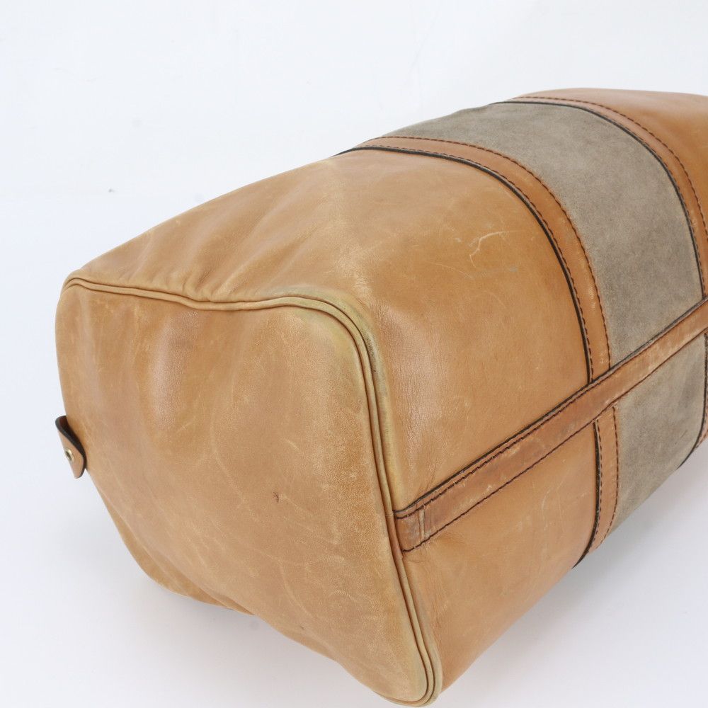 Dior Leather Boston Bag Tote Travel Business Brown — view 4