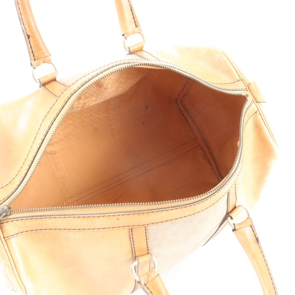 Dior Leather Boston Bag Tote Travel Business Brown — view 7