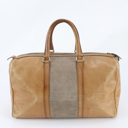 Dior Leather Boston Bag Tote Travel Business Brown — view 3