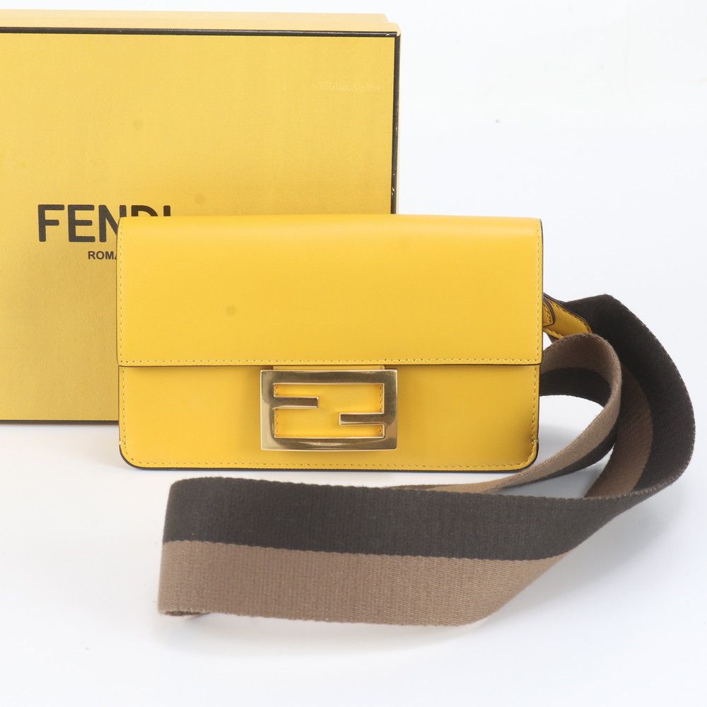 Fendi Flat Baguette Mini Leather 2-Way Shoulder Bag