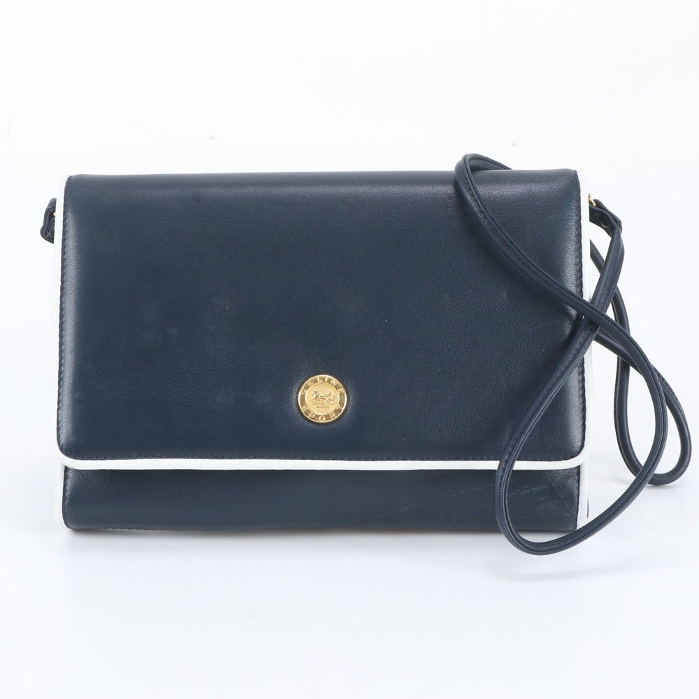 Celine Leather Shoulder Bag Crossbody Navy