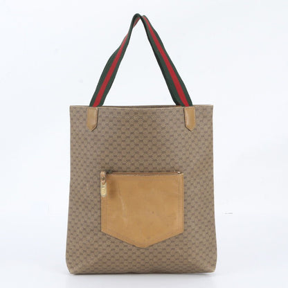 Gucci Vintage Micro GG Sherry Line Leather Tote Shoulder Business Document