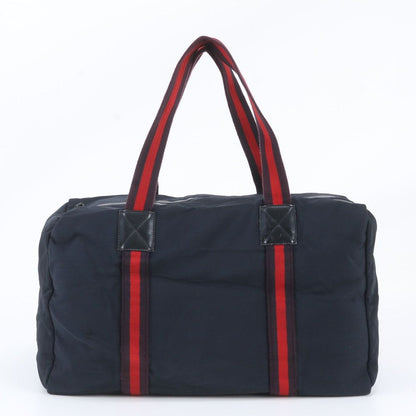 Gucci Sherry Line Leather Boston Bag Tote Travel Business Navy