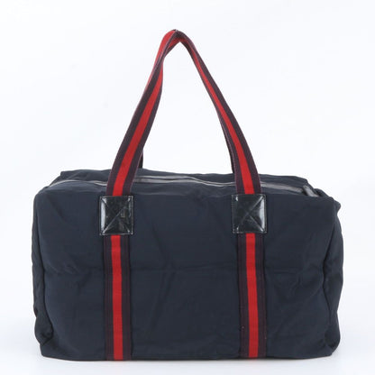 Gucci Sherry Line Leather Boston Bag Tote Travel Business Navy — view 3