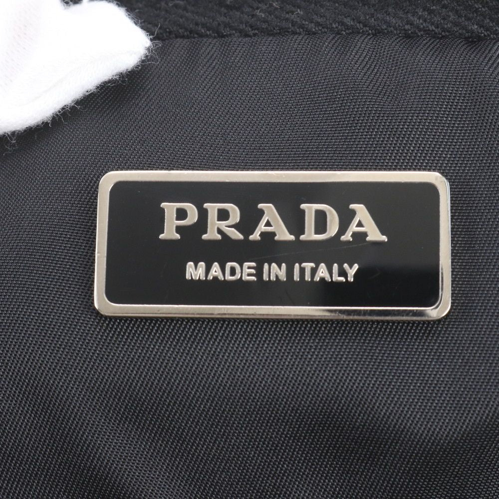 Prada White Tag Tessuto Nylon Triangle Logo Leather Business Tote — view 8
