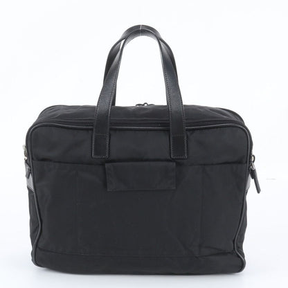 Prada White Tag Tessuto Nylon Triangle Logo Leather Business Tote — view 3