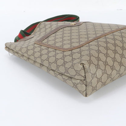 Gucci Vintage GG Supreme Sherry Line Leather Tote Shoulder Business — view 5
