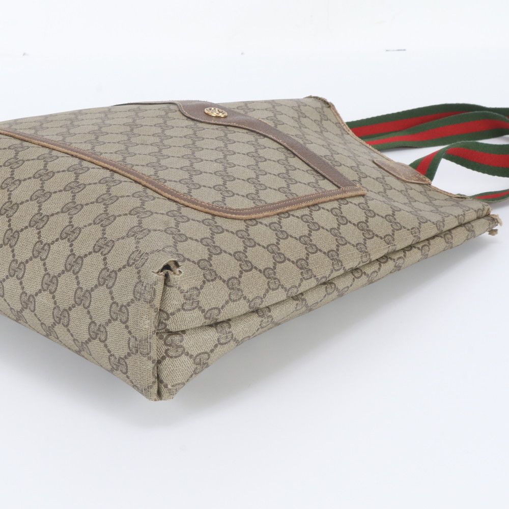 Gucci Vintage GG Supreme Sherry Line Leather Tote Shoulder Business — view 4