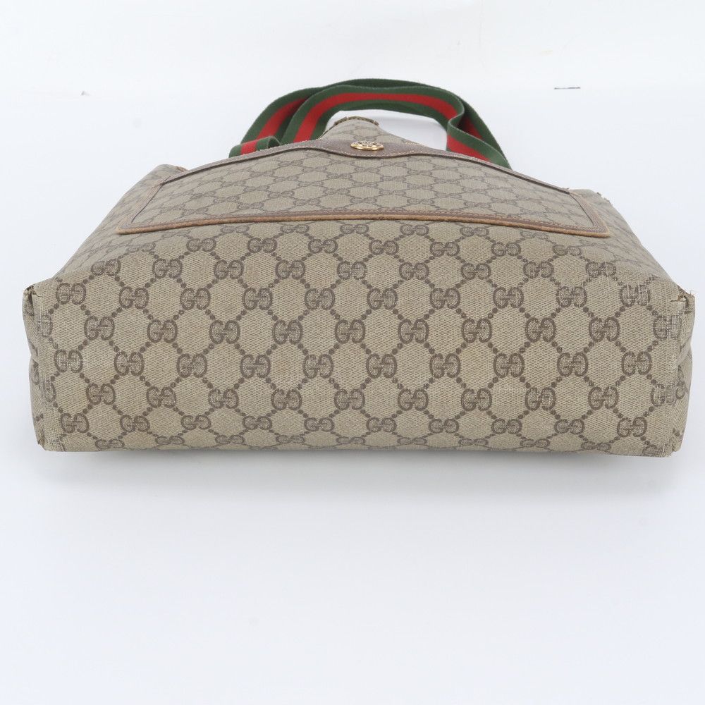 Gucci Vintage GG Supreme Sherry Line Leather Tote Shoulder Business — view 6