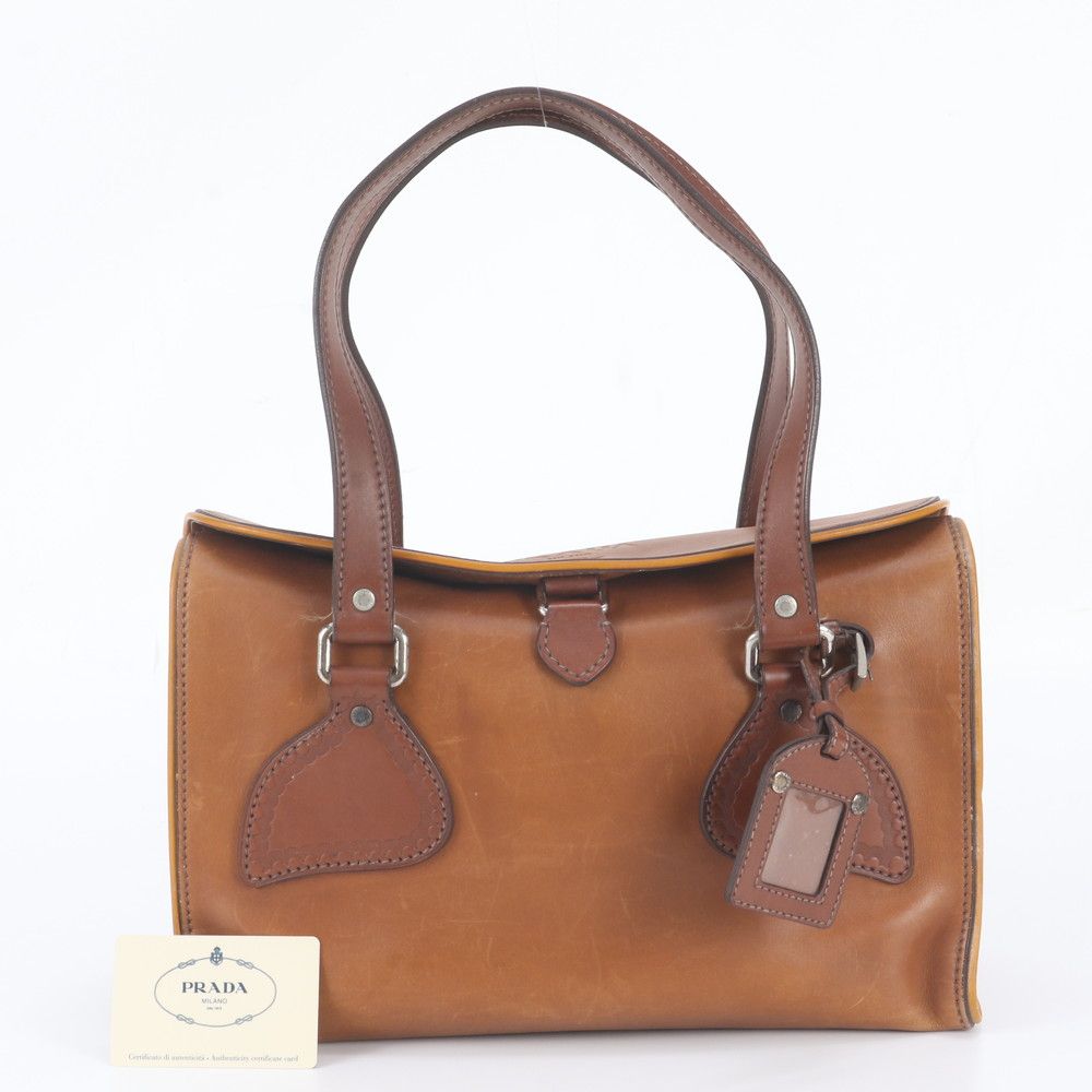 Prada Leather Tote Shoulder Hand Brown