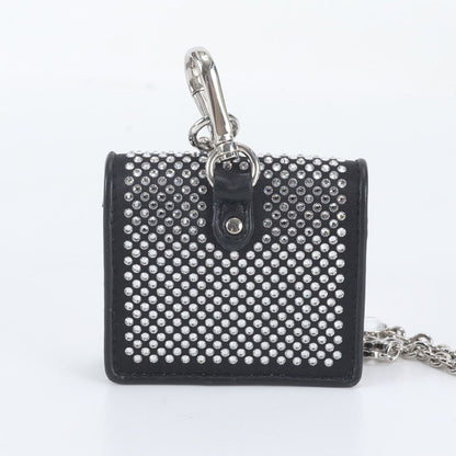 Miu Miu Airpods Earphones Case Crystal Bijou Chain Shoulder Leather Handbag — view 2