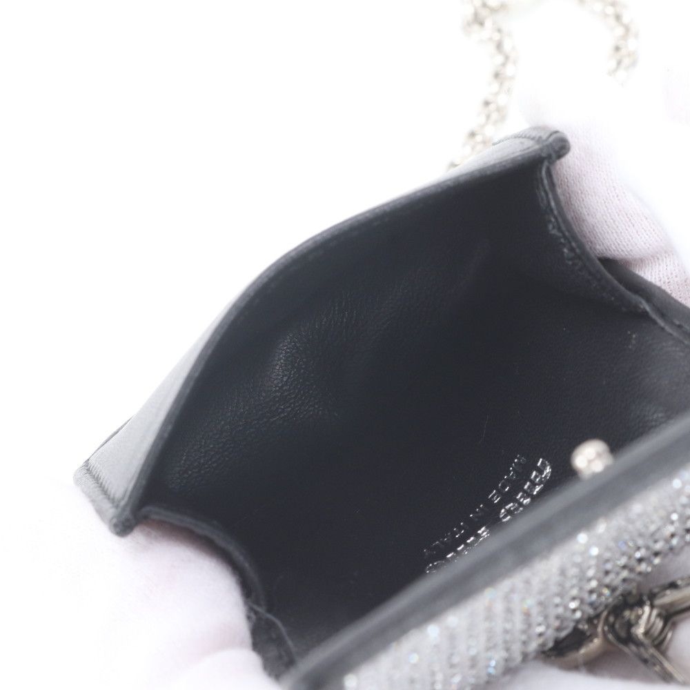 Miu Miu Airpods Earphones Case Crystal Bijou Chain Shoulder Leather Handbag — view 7