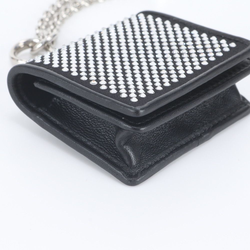 Miu Miu Airpods Earphones Case Crystal Bijou Chain Shoulder Leather Handbag — view 5