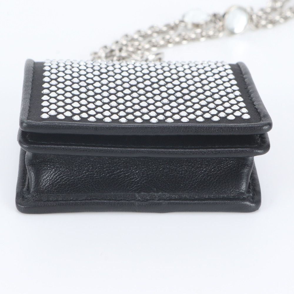 Miu Miu Airpods Earphones Case Crystal Bijou Chain Shoulder Leather Handbag — view 6