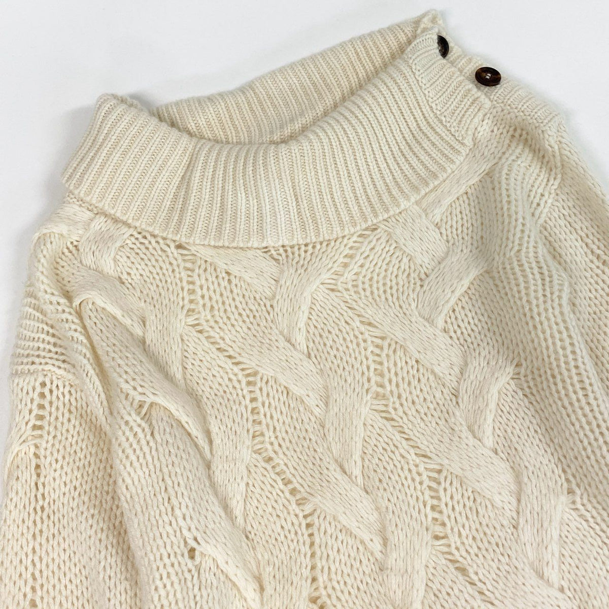 Celine Cashmere 100 Knit Sweater Low Gauge Shoulder Button Cream — view 4