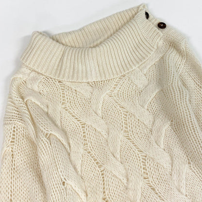Celine Cashmere 100 Knit Sweater Low Gauge Shoulder Button Cream — view 4