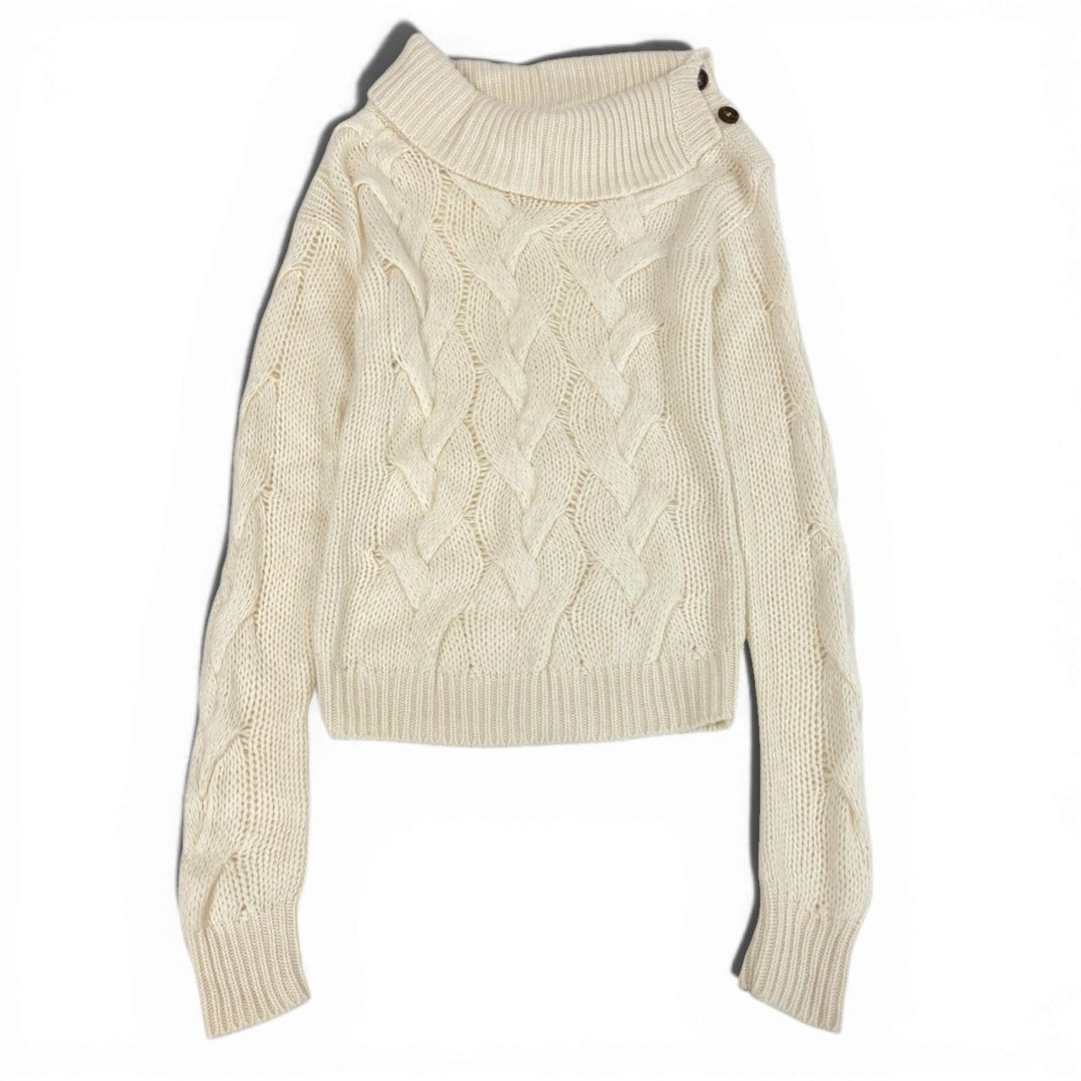 Celine Cashmere 100 Knit Sweater Low Gauge Shoulder Button Cream — view 2