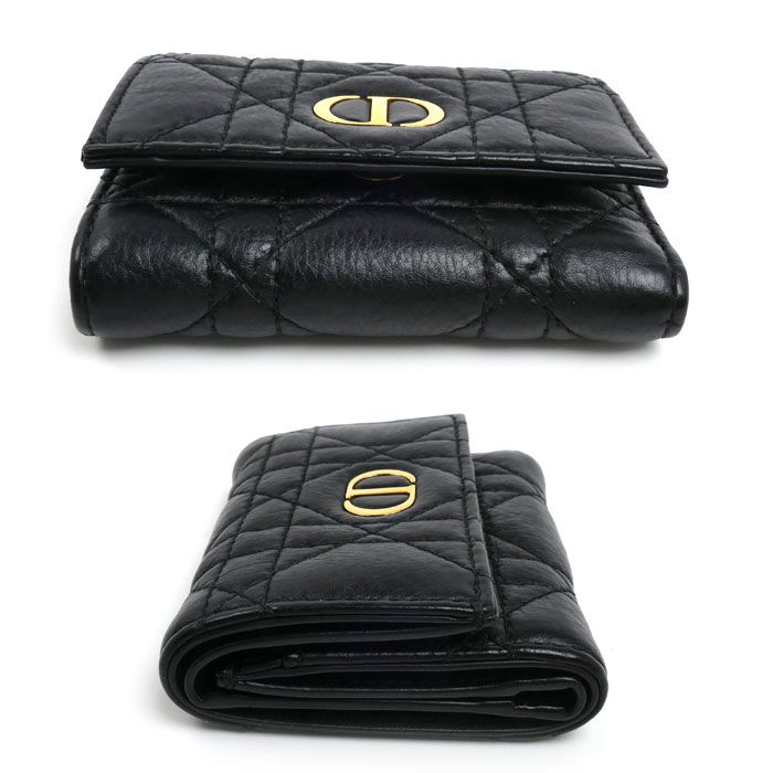 Dior Caro Veronia Trifold Wallet Black — view 3