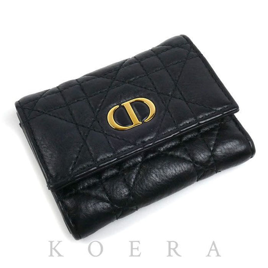 Dior Caro Veronia Trifold Wallet Black