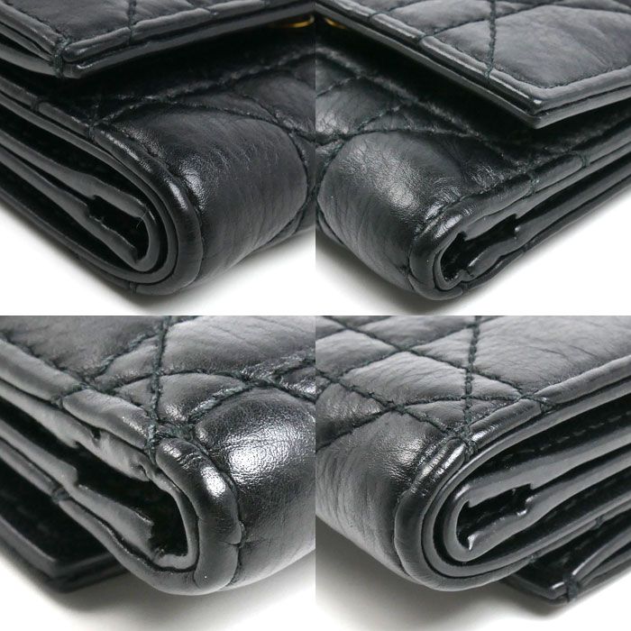 Dior Caro Veronia Trifold Wallet Black — view 7