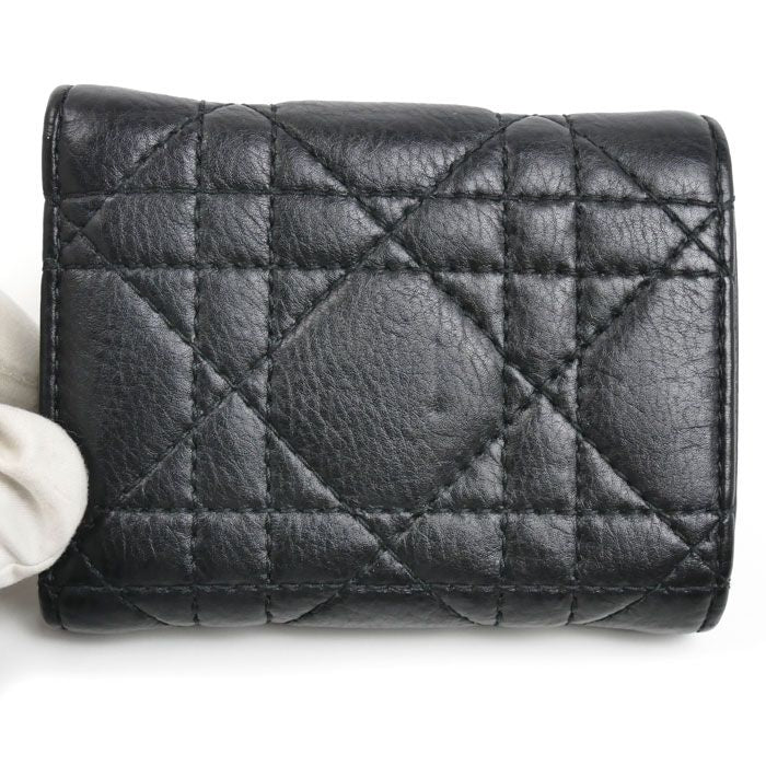 Dior Caro Veronia Trifold Wallet Black — view 4