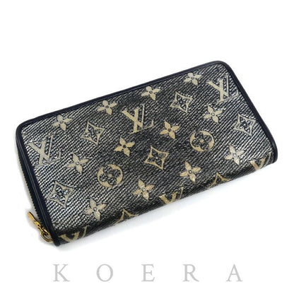 Louis Vuitton Zippy Wallet Zip Around Monogram Jacquard Silver Navy