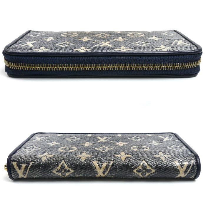 Louis Vuitton Zippy Wallet Zip Around Monogram Jacquard Silver Navy — view 4
