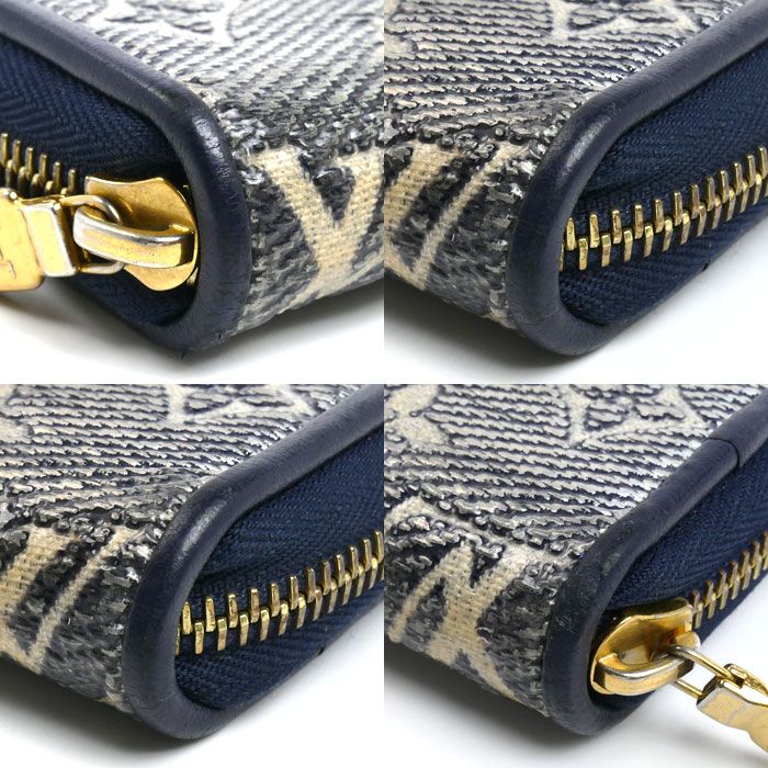 Louis Vuitton Zippy Wallet Zip Around Monogram Jacquard Silver Navy — view 7