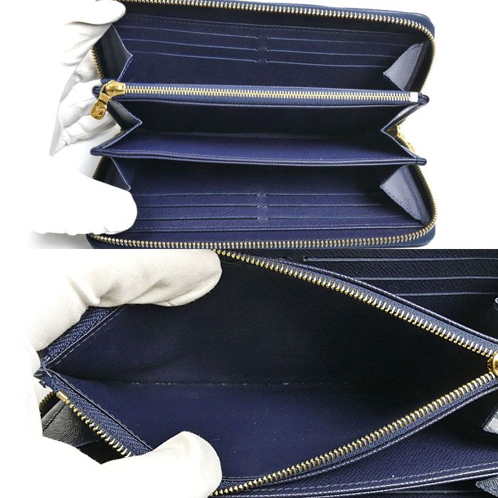 Louis Vuitton Zippy Wallet Zip Around Monogram Jacquard Silver Navy — view 5