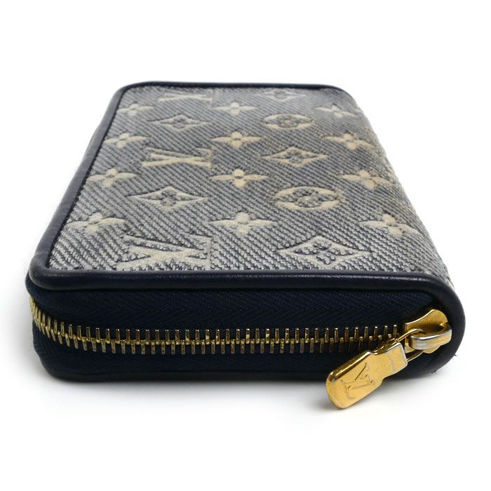 Louis Vuitton Zippy Wallet Zip Around Monogram Jacquard Silver Navy — view 3
