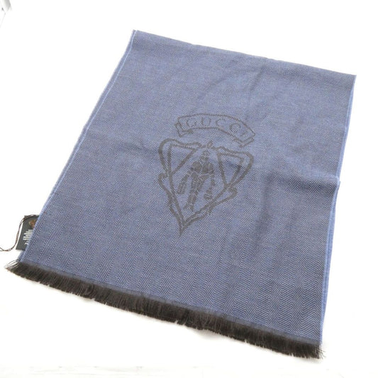 Gucci Shawl Wool 100% Scarf Fringe Herringbone