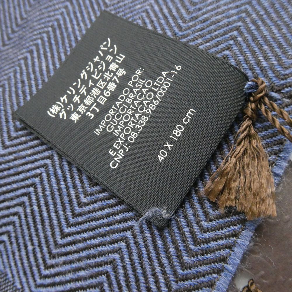 Gucci Shawl Wool 100% Scarf Fringe Herringbone — view 3