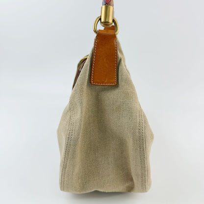 Miu Miu Y2k Multicolor Intrecciato Handle Shoulder Bag Canvas Leather Beige — view 3