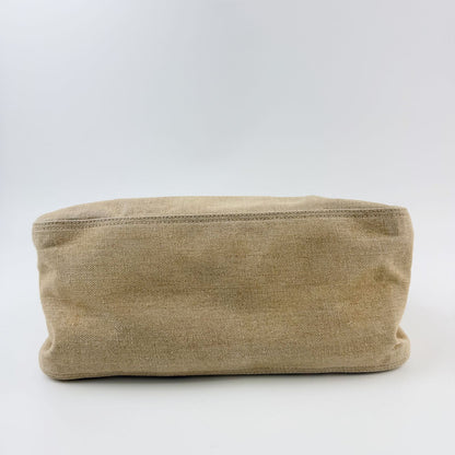 Miu Miu Y2k Multicolor Intrecciato Handle Shoulder Bag Canvas Leather Beige — view 6