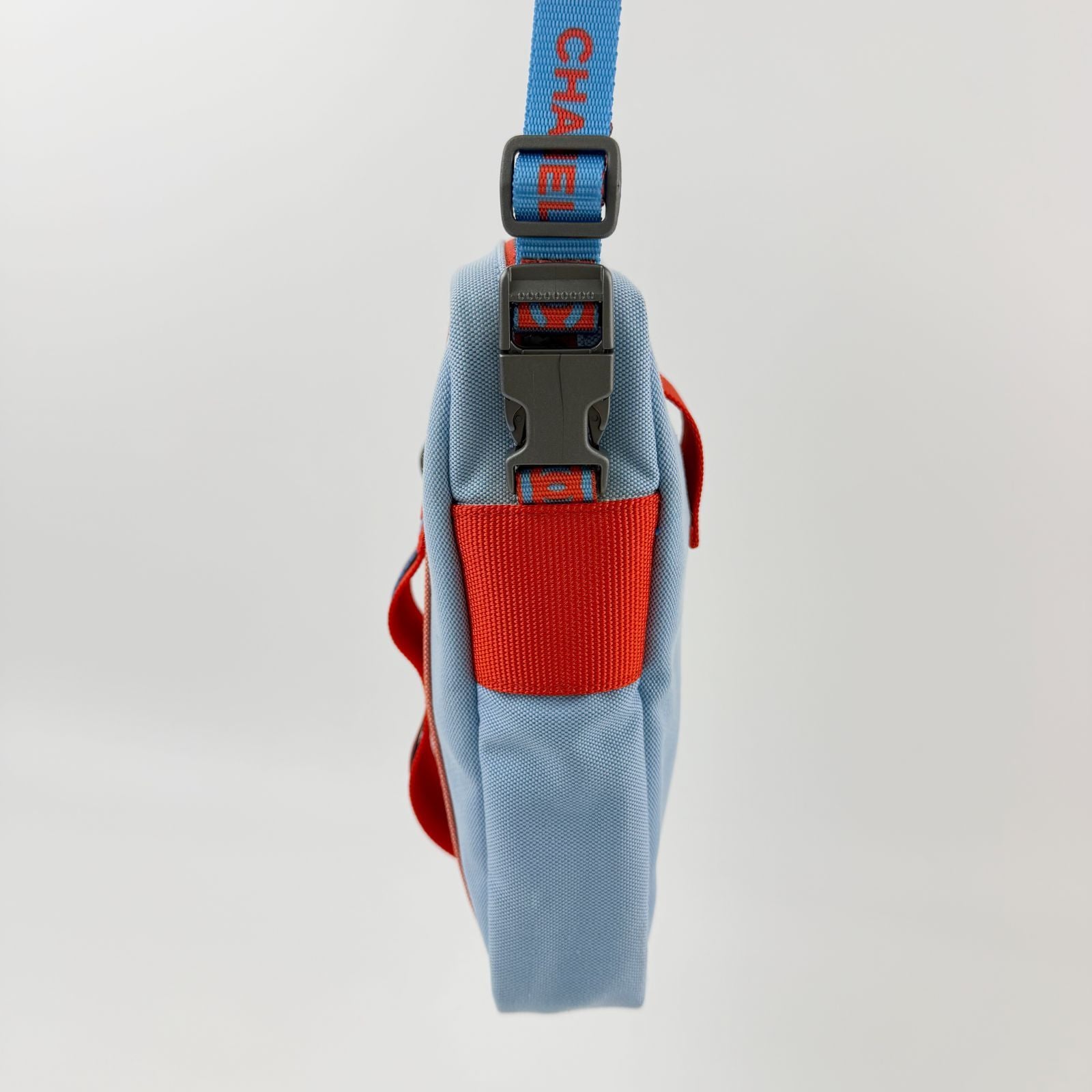 Chanel Sports Line Shoulder Bag Cross Nylon Canvas Light Blue Orange Red Seal — view 4