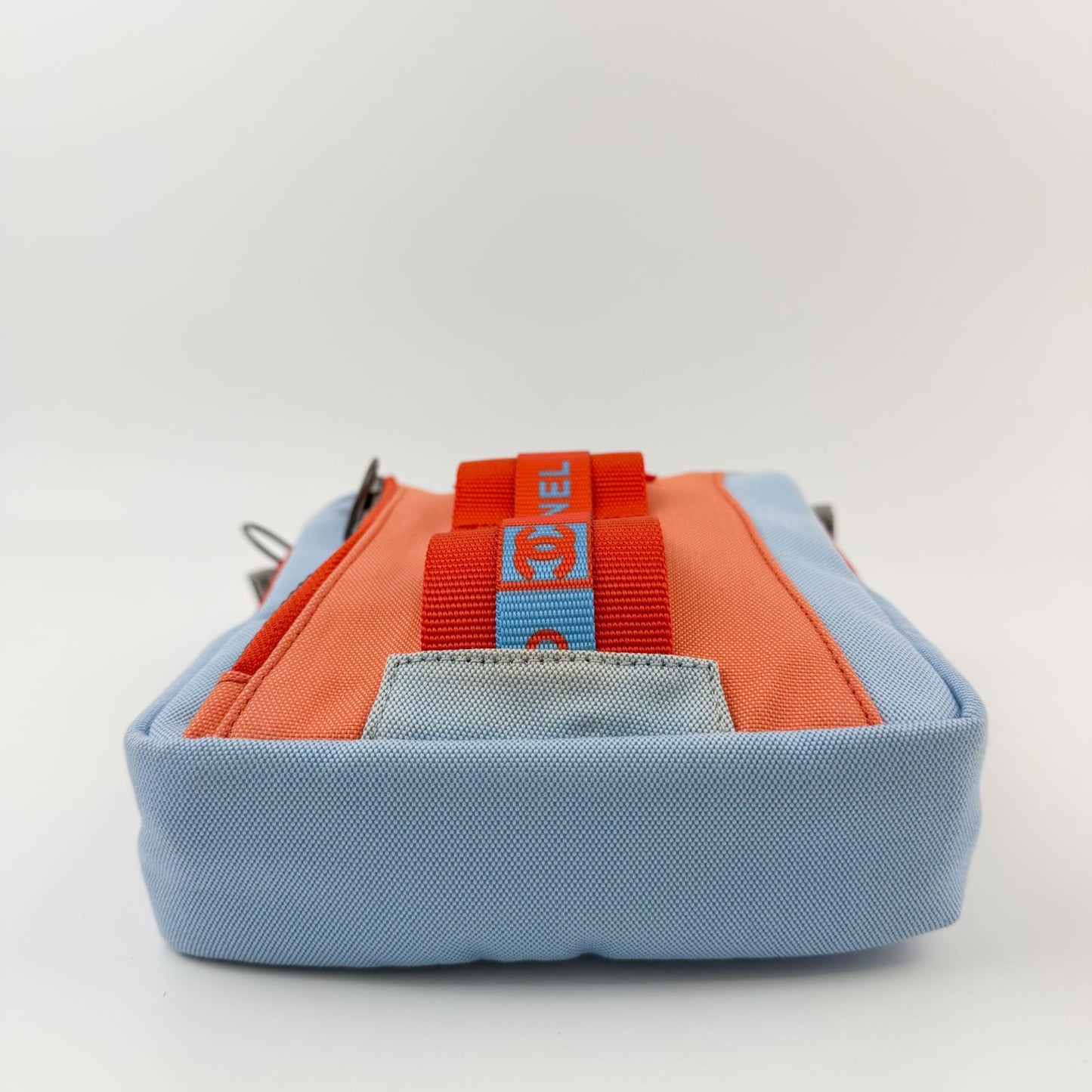 Chanel Sports Line Shoulder Bag Cross Nylon Canvas Light Blue Orange Red Seal — view 7