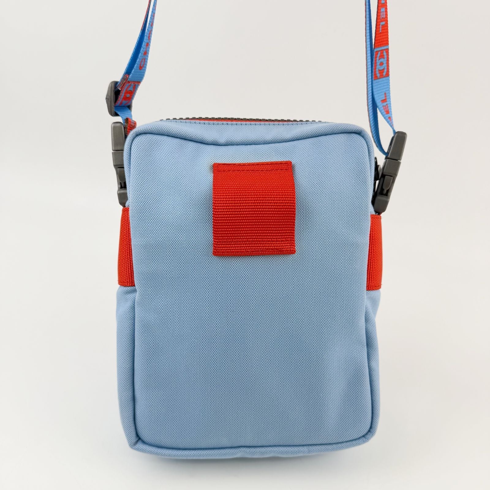 Chanel Sports Line Shoulder Bag Cross Nylon Canvas Light Blue Orange Red Seal — view 3