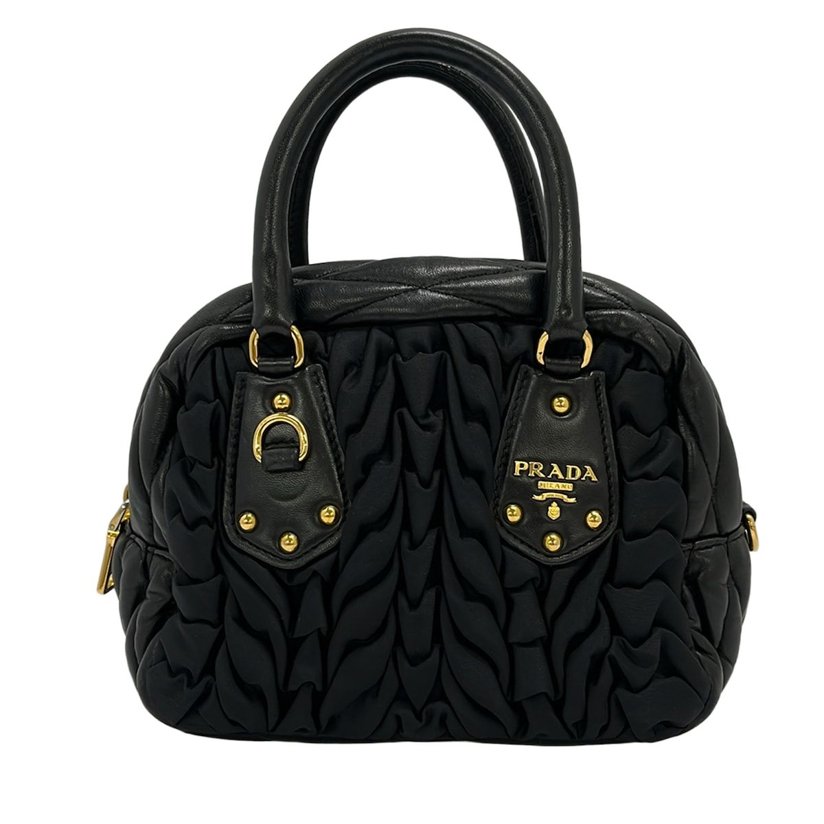 Prada Gathered Black Mini Bag Leather