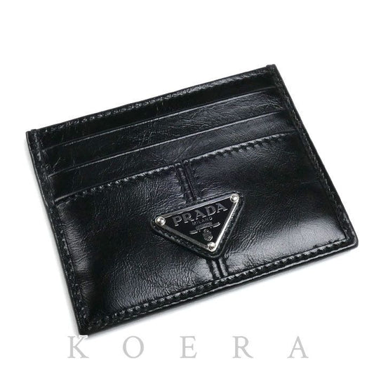 Prada Soft Looks Triangle Logo Card Case Black