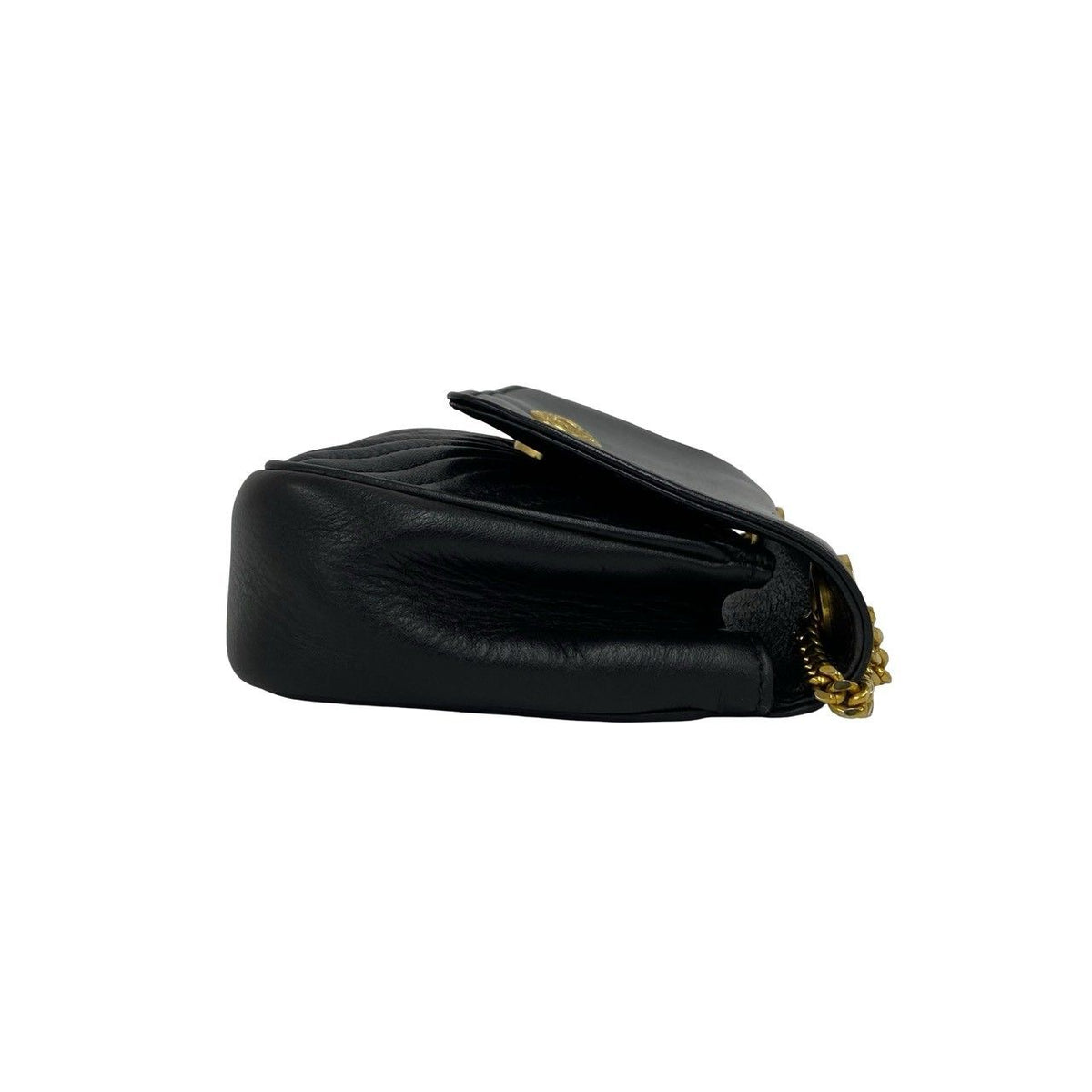 Celine Vintage Triomphe Logo Leather Chain Mini Shoulder Bag Pochette Black — view 6