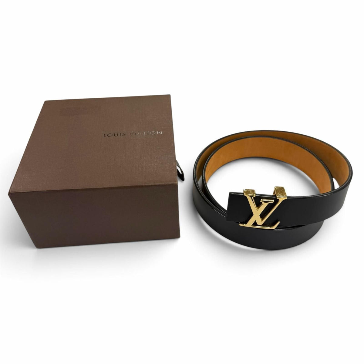 Louis Vuitton Ceinture LV Leather Belt Black Gold 85/34 — view 2