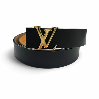 Louis Vuitton Ceinture LV Leather Belt Black Gold 85/34