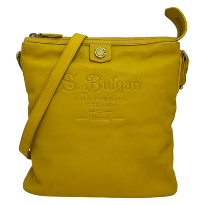Bvlgari Shoulder Bag Sotirio Yellow Embossed Leather